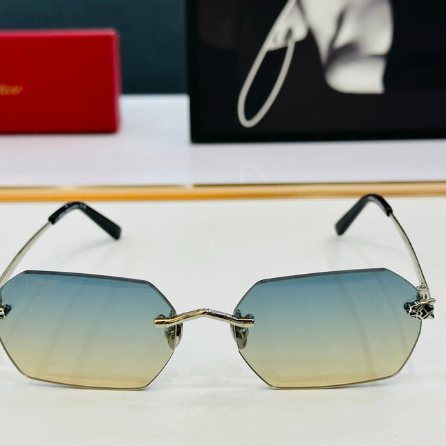PANTHÈRE RIMLESS GEOMETRIC FRAME SUNGLASSES CT0504S IN METAL