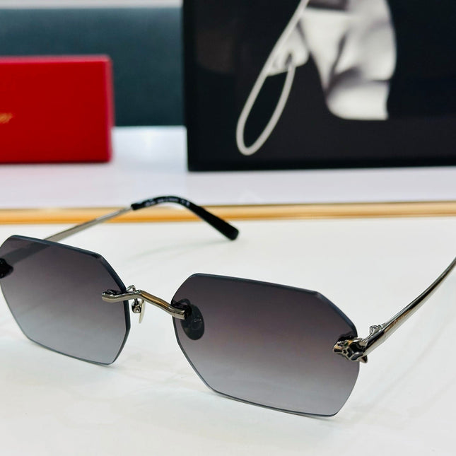 PANTHÈRE RIMLESS GEOMETRIC FRAME SUNGLASSES CT0504S IN METAL