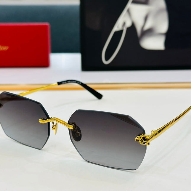 PANTHÈRE RIMLESS GEOMETRIC FRAME SUNGLASSES CT0504S IN METAL
