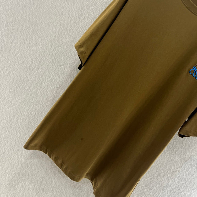 LOEWE BROWN T-SHIRT WITH EMBROIDERED LOGO