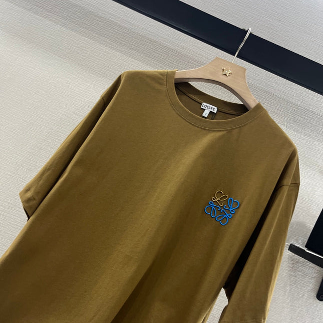 LOEWE BROWN T-SHIRT WITH EMBROIDERED LOGO