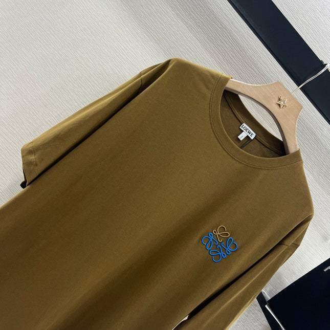 LOEWE BROWN T-SHIRT WITH EMBROIDERED LOGO