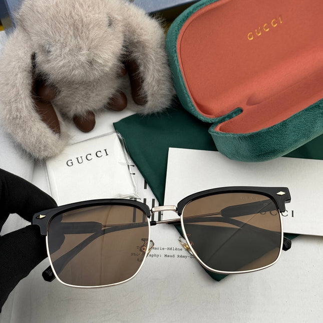 RECTANGULAR FRAME SUNGLASSES G7637 IN METAL AND ACETATE