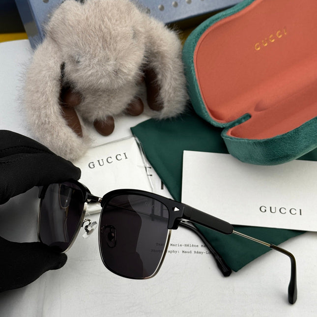 RECTANGULAR FRAME SUNGLASSES G7637 IN METAL AND ACETATE
