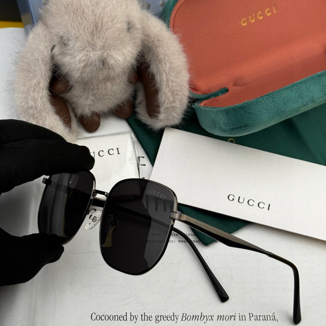 LOW NOSEBRIDGE FIT RECTANGULAR SUNGLASSES G0203 IN METAL