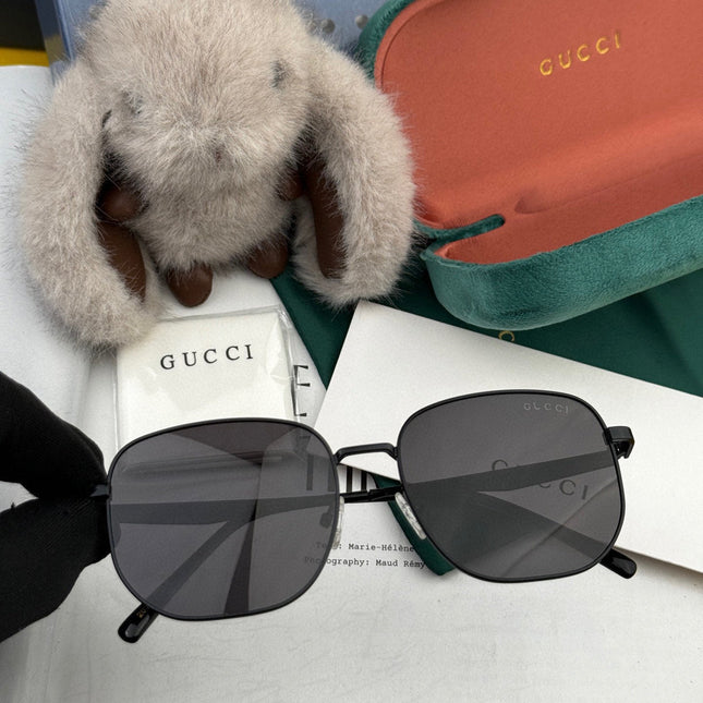 LOW NOSEBRIDGE FIT RECTANGULAR SUNGLASSES G0203 IN METAL