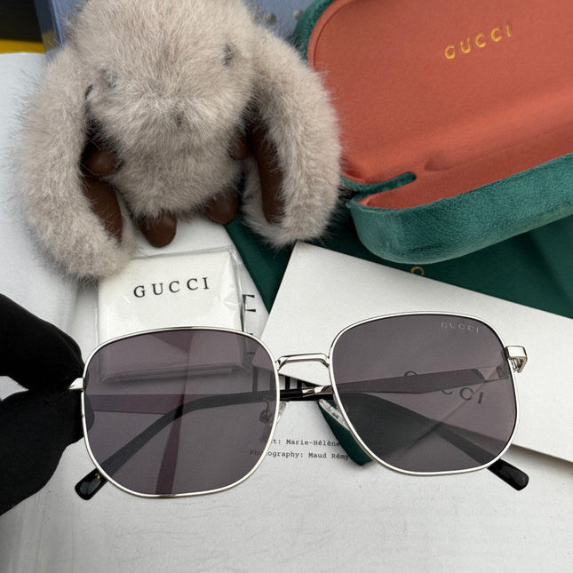 LOW NOSEBRIDGE FIT RECTANGULAR SUNGLASSES G0203 IN METAL