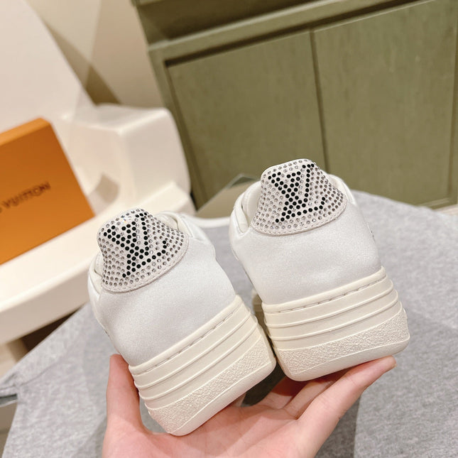 LV GROOVY SNEAKER IN WHITE MIX BLACK DAMIER STRASS AND CALFSKIN