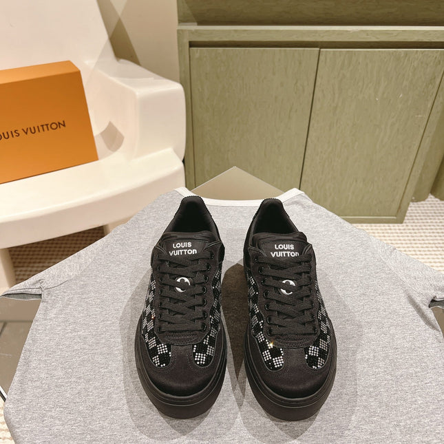 LV GROOVY SNEAKER IN BLACK DAMIER STRASS AND CALFSKIN