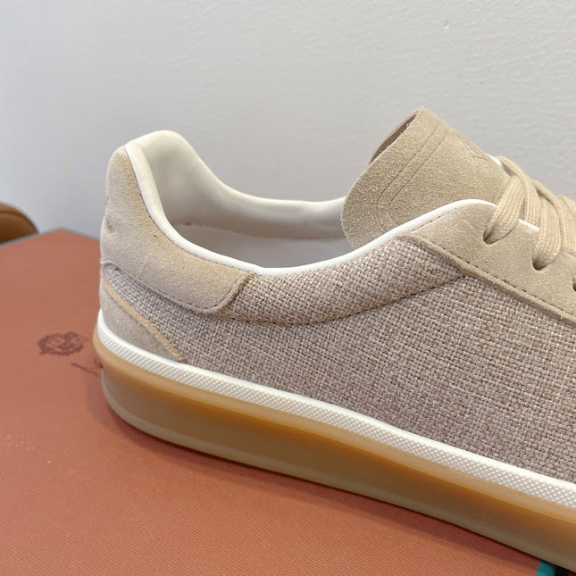 SNEAKERS IN LIGHT BEIGE SUEDUE WITH CANVAS