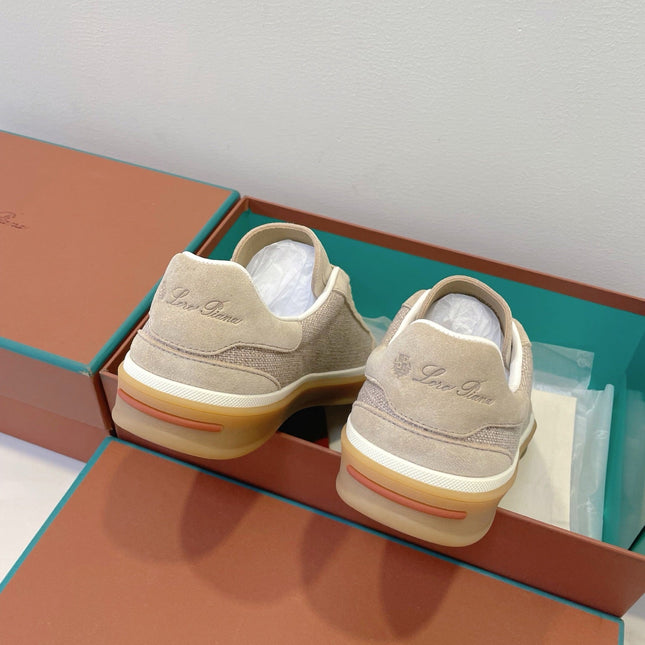 SNEAKERS IN LIGHT BEIGE SUEDUE WITH CANVAS