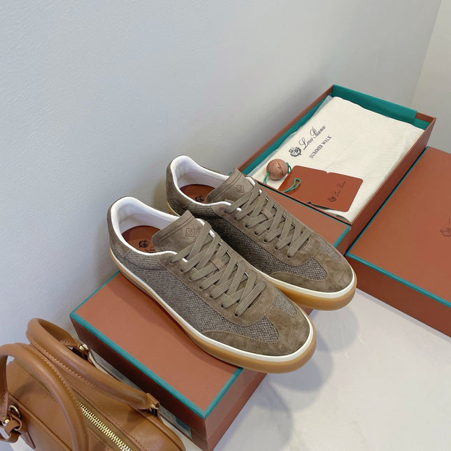 SNEAKERS IN MOSS SUEDUE WITH CANVAS