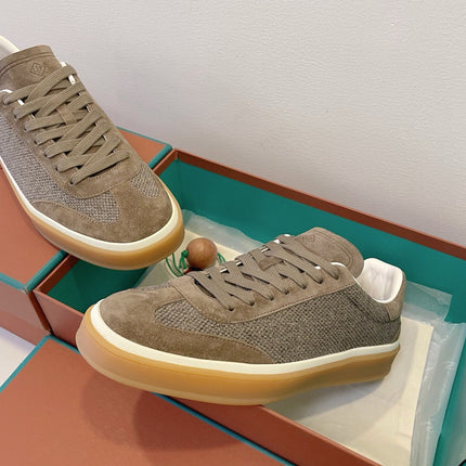 SNEAKERS IN MOSS SUEDUE WITH CANVAS