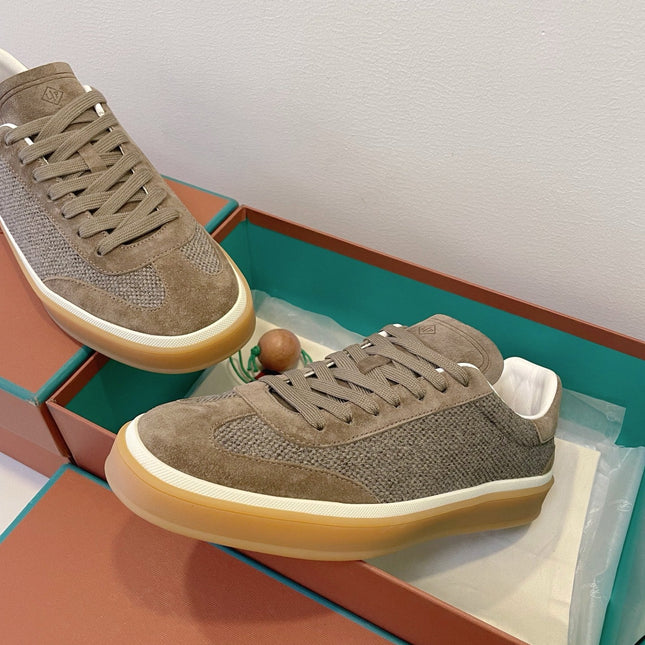 SNEAKERS IN MOSS SUEDUE WITH CANVAS