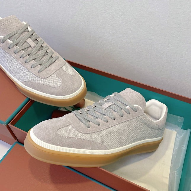 SNEAKERS IN METAL GREY SUEDUE WITH CANVAS
