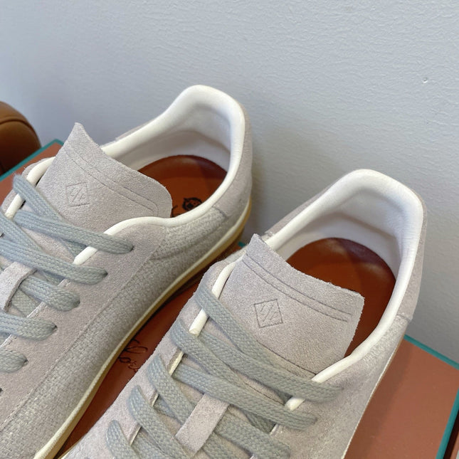 SNEAKERS IN METAL GREY SUEDUE WITH CANVAS