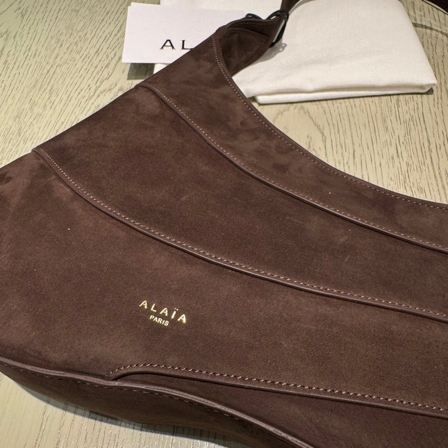 WAVE HOBO BAG 29 IN CHOCOLATE SUEDE