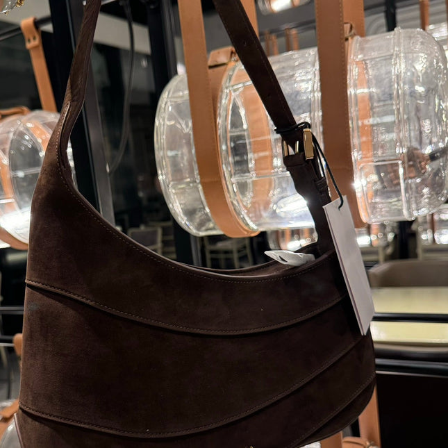 WAVE HOBO BAG 29 IN CHOCOLATE SUEDE