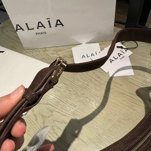 WAVE HOBO BAG 29 IN CHOCOLATE SUEDE