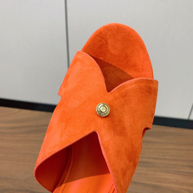FLAT SLIPPERS IN ORANGE SUDUE