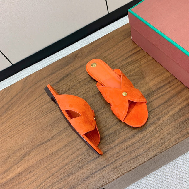 FLAT SLIPPERS IN ORANGE SUDUE