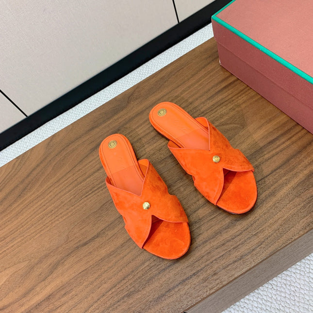 FLAT SLIPPERS IN ORANGE SUDUE