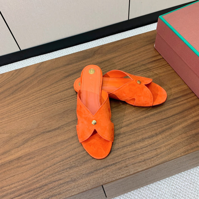 FLAT SLIPPERS IN ORANGE SUDUE