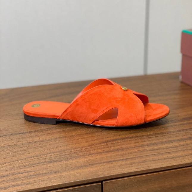 FLAT SLIPPERS IN ORANGE SUDUE
