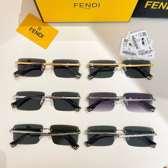 SKY RIMLESS RECTANGULAR FRAME SUNGLASSES FE40165U IN METAL