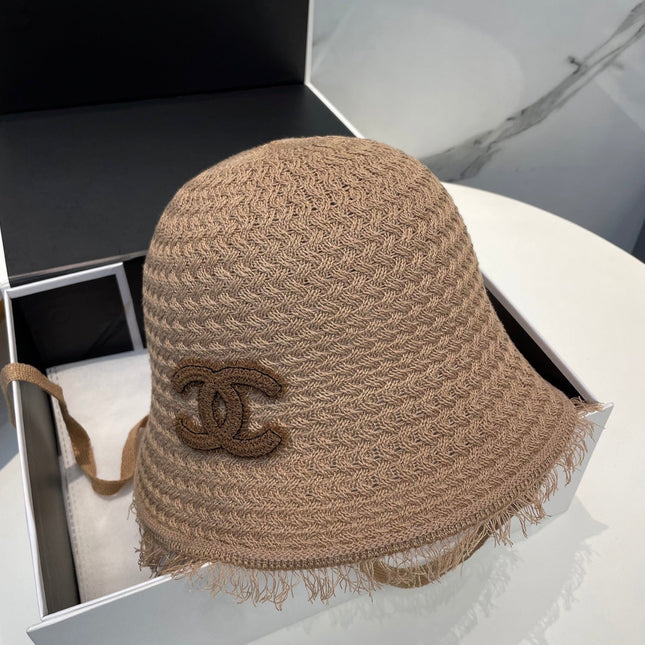 KNITTED BUCKET HAT BROWN 673883