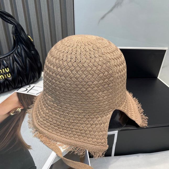 KNITTED BUCKET HAT BROWN 673883