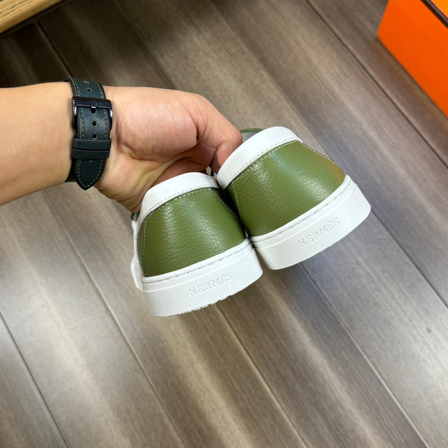 HM GAME SLIP-ON SNEAKER OLIVE CALFSKIN