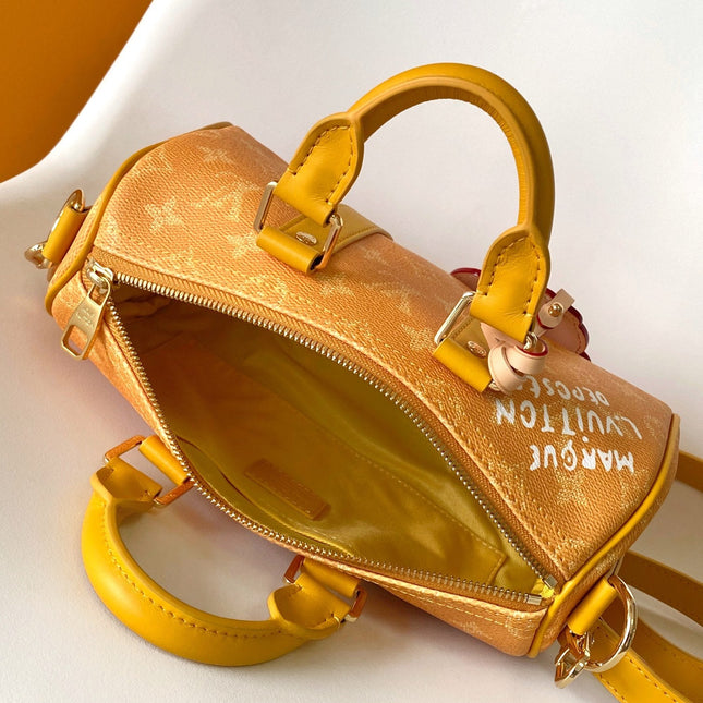 KEEPALL BANDOULIÈRE 25 IN ORANGE MONOGRAM HERITAGE CANVAS
