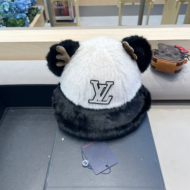 FISHERMAN HAT IN WHITE MIX BLACK WOOL AND RABBIT FUR 409759