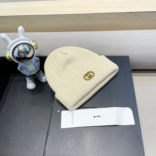 BEANIE HAT IN BISQUE BEIGE WOOL 433461