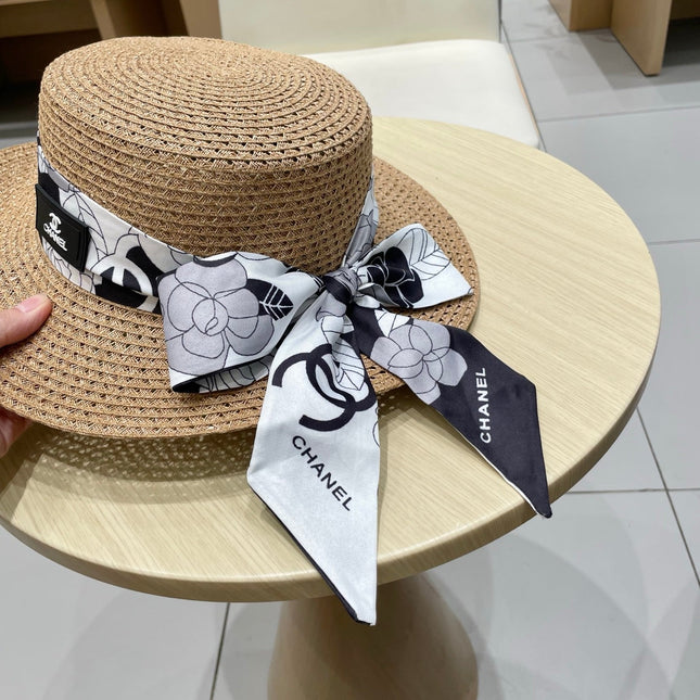 NATURAL STRAW BUCKET HAT WITH RIBBON 672772