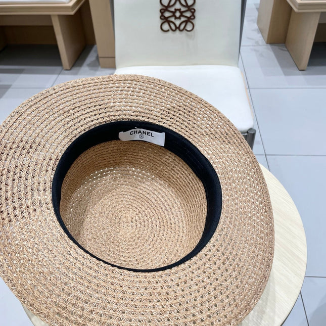 NATURAL STRAW BUCKET HAT WITH RIBBON 672772