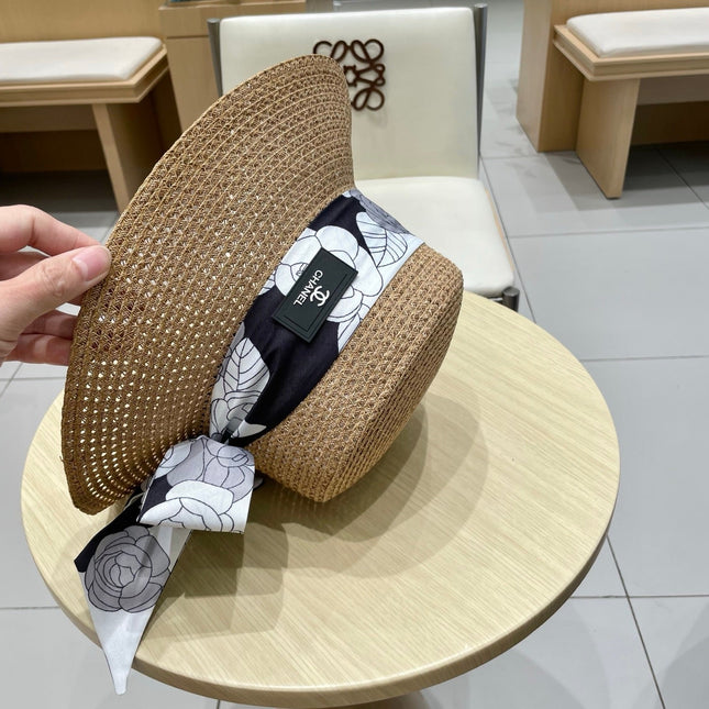 NATURAL STRAW BUCKET HAT WITH RIBBON 672773