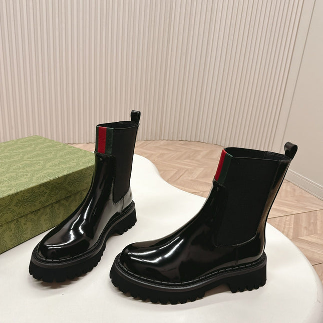GG CLASSIC MARTIN BOOTS IN BLACK PATENT LEATHER