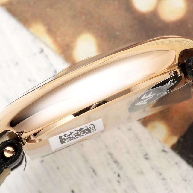 BALLON BLANC DE CARTIER WATCH GOLD CASE WITH BLACK CALFSKIN
