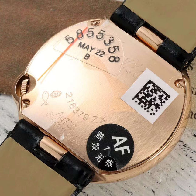 BALLON BLANC DE CARTIER WATCH GOLD CASE WITH BLACK CALFSKIN