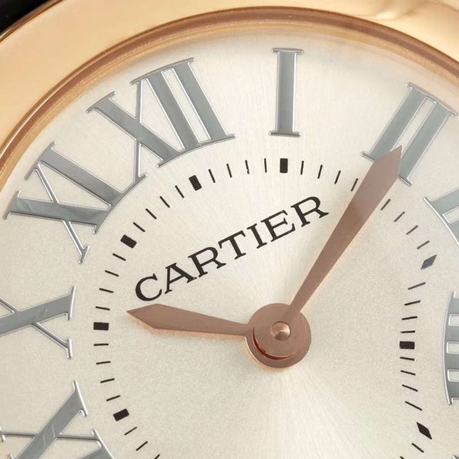 BALLON BLANC DE CARTIER WATCH GOLD CASE WITH BLACK CALFSKIN
