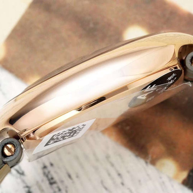 BALLON BLANC DE CARTIER WATCH GOLD CASE WITH WARM GRAY CALFSKIN