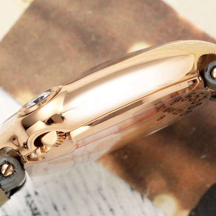 BALLON BLANC DE CARTIER WATCH GOLD CASE WITH WARM GRAY CALFSKIN