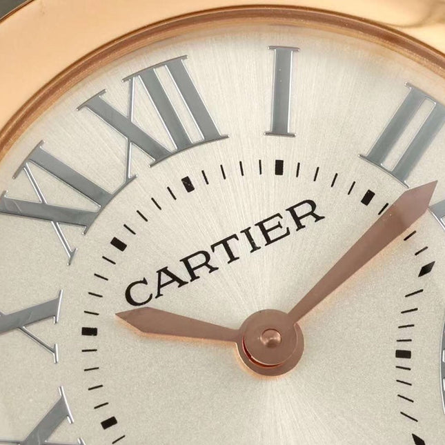 BALLON BLANC DE CARTIER WATCH GOLD CASE WITH WARM GRAY CALFSKIN