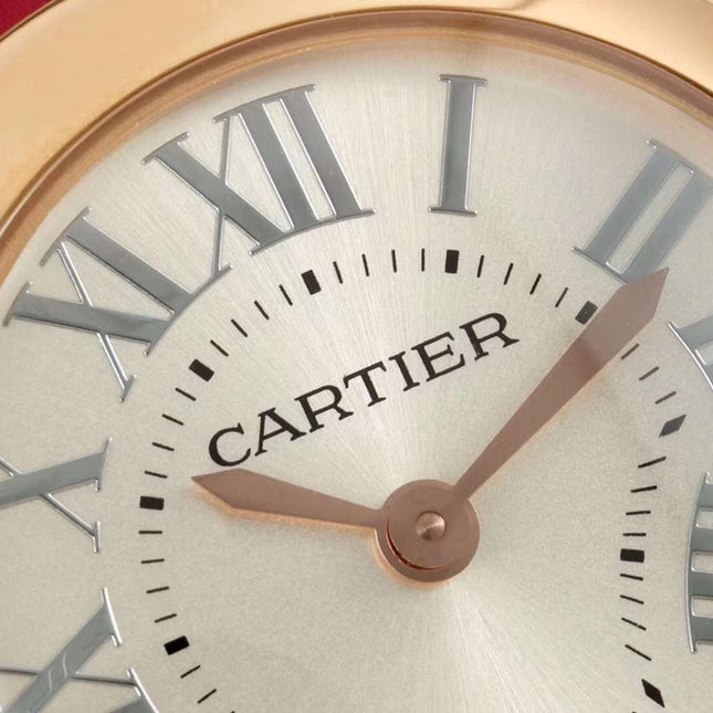 BALLON BLANC DE CARTIER WATCH GOLD CASE WITH CHERRY RED CALFSKIN