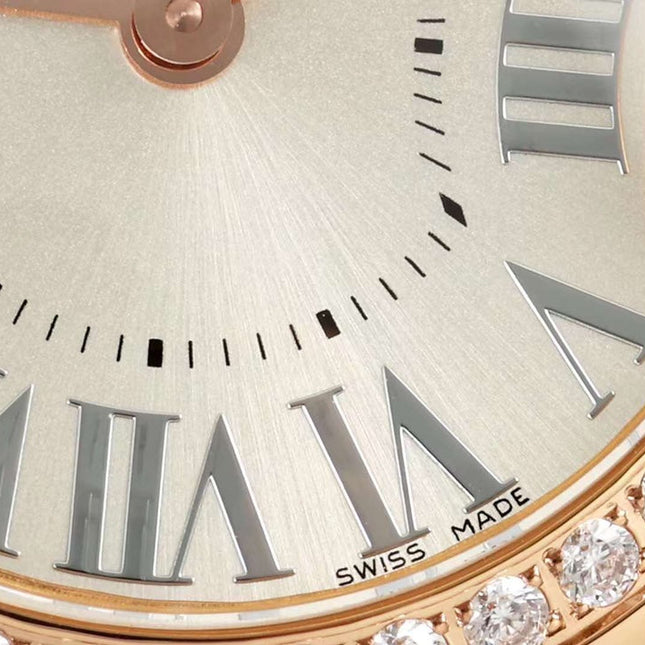 BALLON BLANC DE CARTIER WATCH GOLD CASE AND BLACK CALFSKIN WITH CRYSTALS