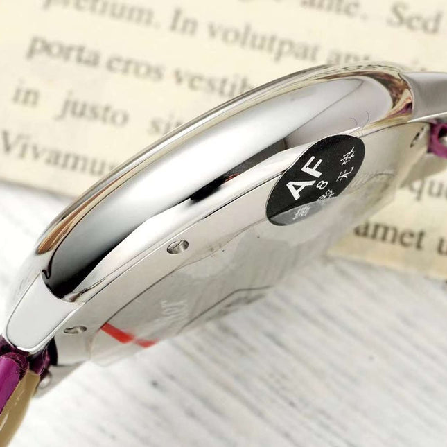 BALLON BLEU DE CARTIER 33 MM WATCH SILVER CASE WITH MAGENTA PURPLE LEATHER STRAP