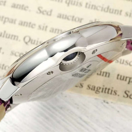 BALLON BLEU DE CARTIER 33 MM WATCH SILVER CASE WITH MAGENTA PURPLE LEATHER STRAP