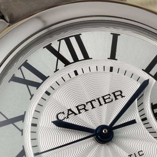 BALLON BLEU DE CARTIER 33 MM WATCH SILVER CASE WITH CEDAR BROWN LEATHER STRAP